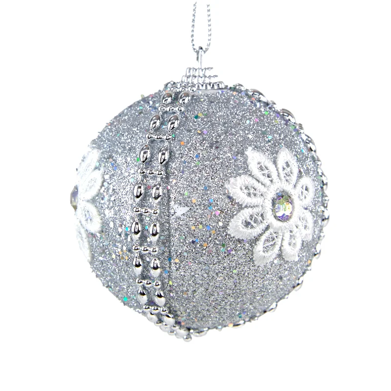Christmas Wreath Christmas Bauble, Emb Flower #50- 8cm