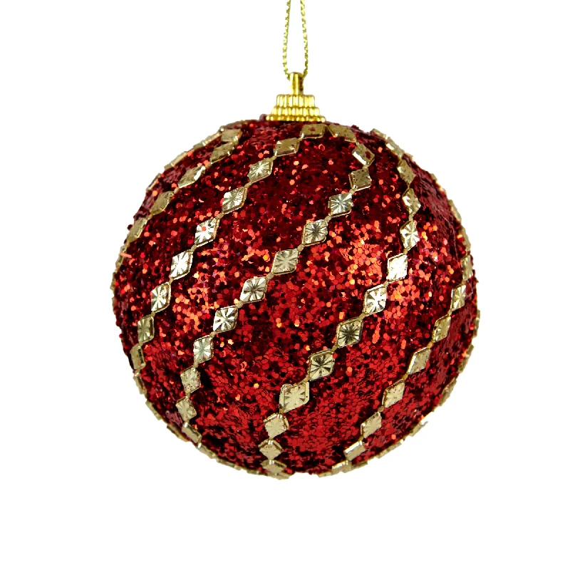 Christmas Cozy Indoor Fireplace Christmas Bauble, Gold Diamond #21- 8cm