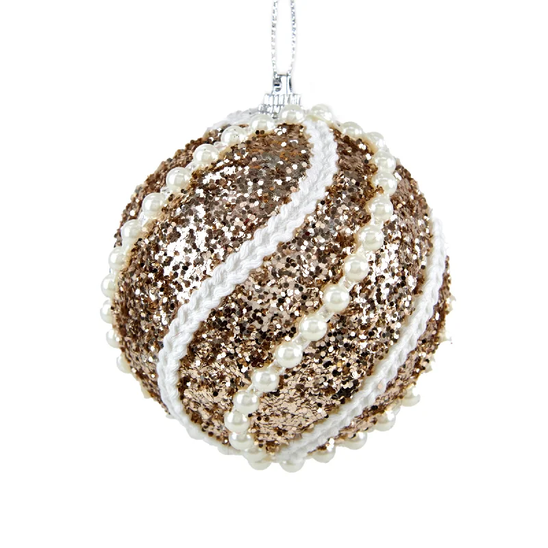 Christmas Gift Wrapping Fun Christmas Bauble, Pearl Trim #66- 8cm