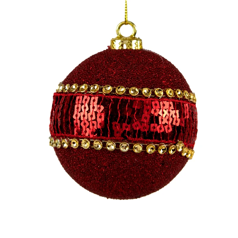 Christmas Centerpiece Christmas Bauble, Red Sequin - 8cm