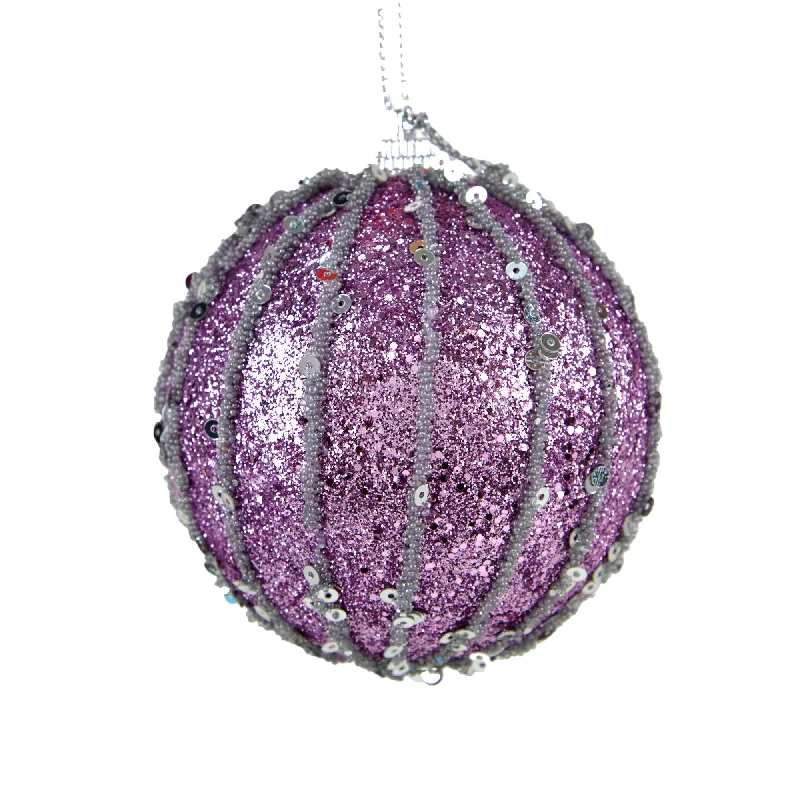 Santa Claus Christmas Bauble, Sequins Stripes- 8cm