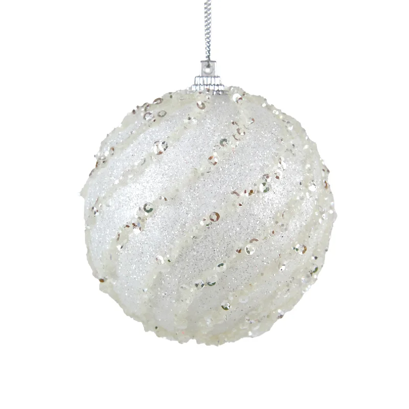 Christmas Snowy Mountains Christmas Bauble, Sequins Swirl #43- 8cm