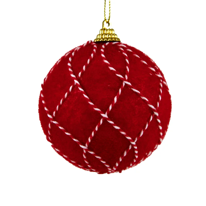 Christmas Jolly Time Christmas Bauble, Red Stitch- 8cm