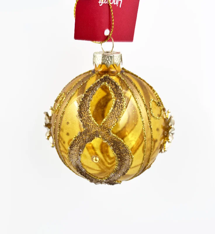 Christmas Tree Decorations Christmas Glass Bauble, Gold Middle Eastern- 8cm