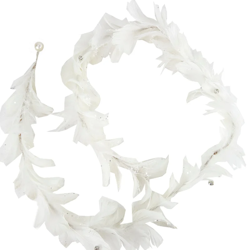 Festive Season Christmas Deluxe Feather Boa Garland, White- 150x5cm
