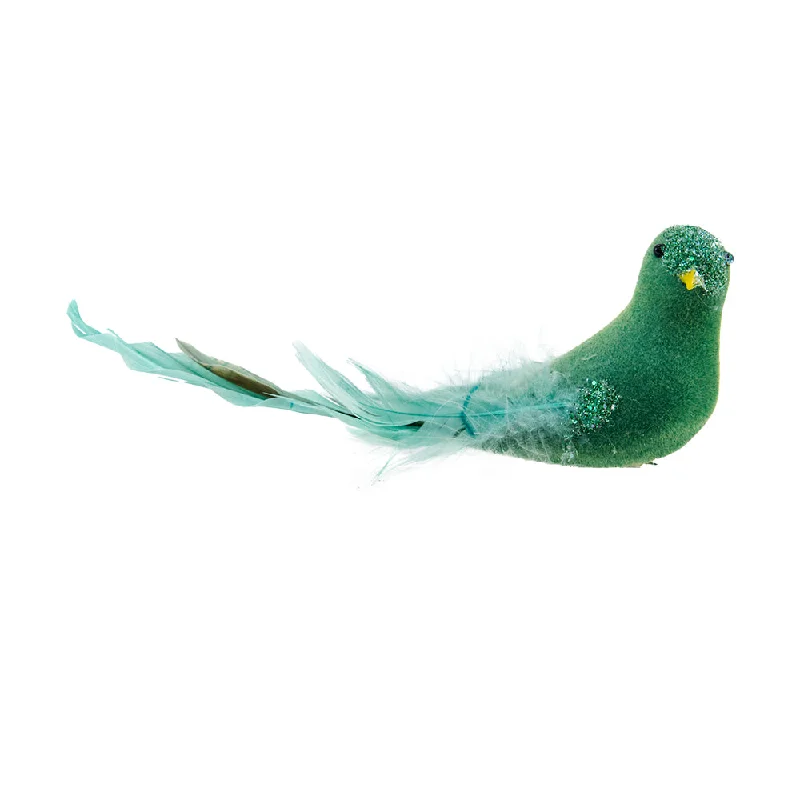 Christmas Centerpiece Christmas Feather Bird, 2 Assorted- Green