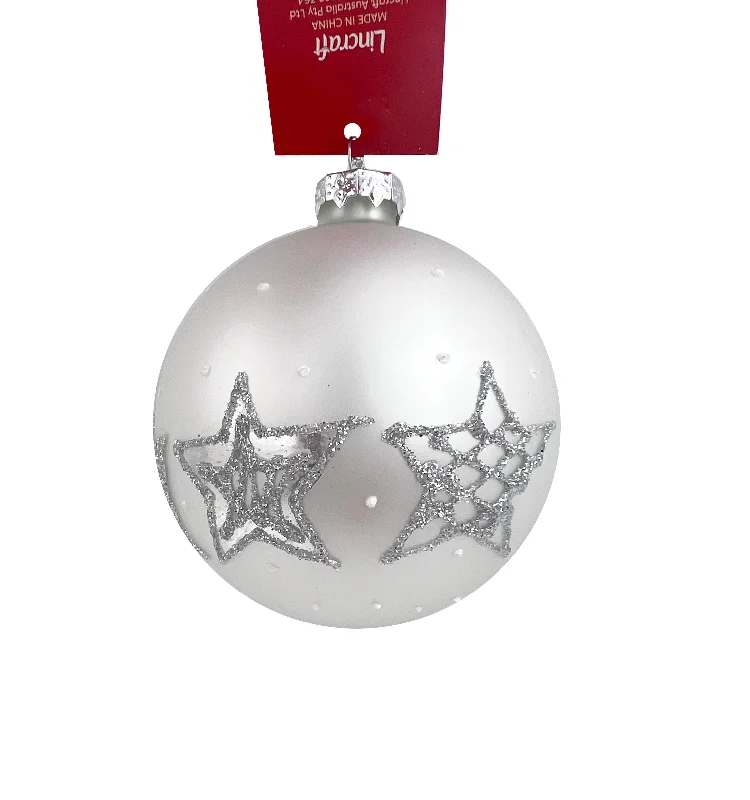 Christmas Dinner Christmas Glass Bauble, Silver- 8cm