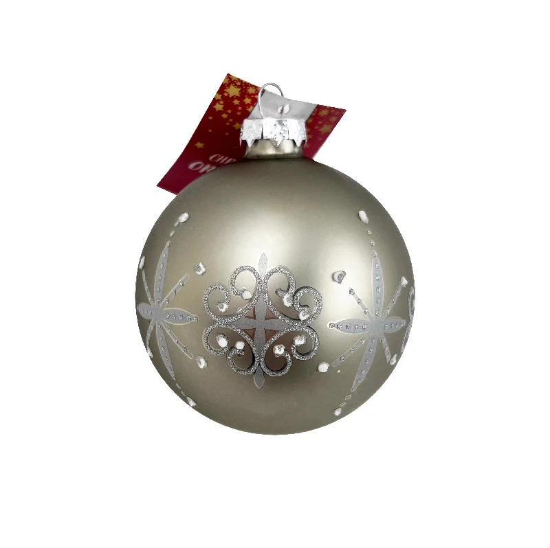 Christmas Family Time Christmas Glass Bauble, Gold Trio- 8cm