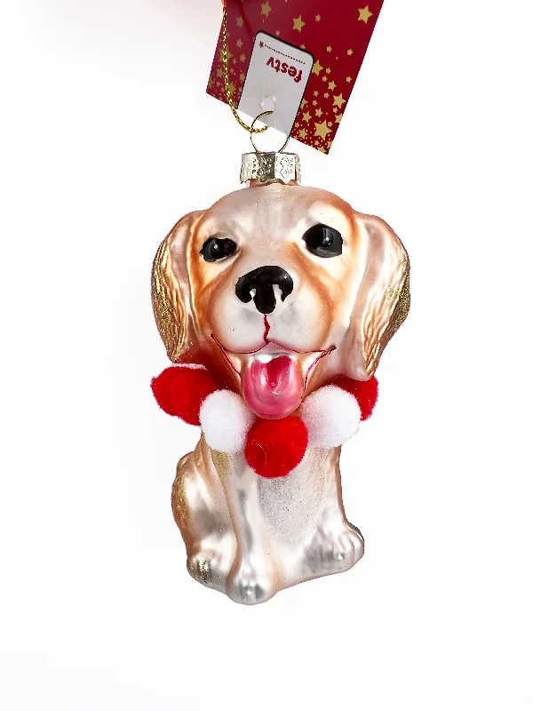 Christmas Candles Christmas Glass Figure, Good Dog- 6.9x6.3x11.8cm
