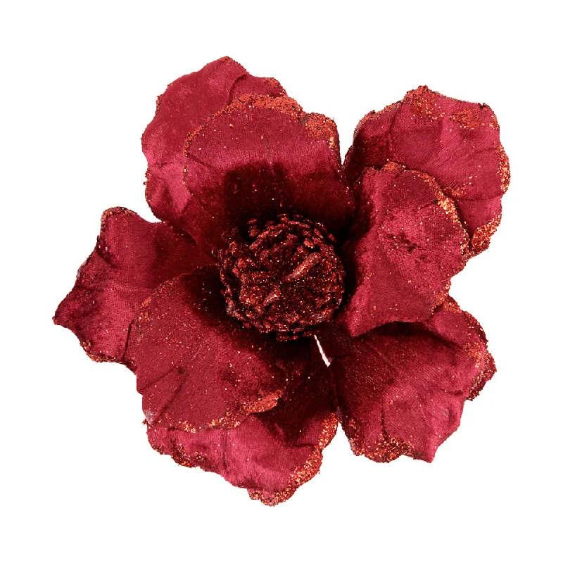 Christmas Magical Holiday Atmosphere Christmas Glitter Edge Magnolia, Red