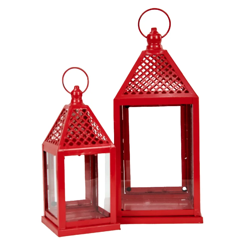 Christmas Tree Christmas Lanterns Metal & Glass, Large- 32x15x15cm
