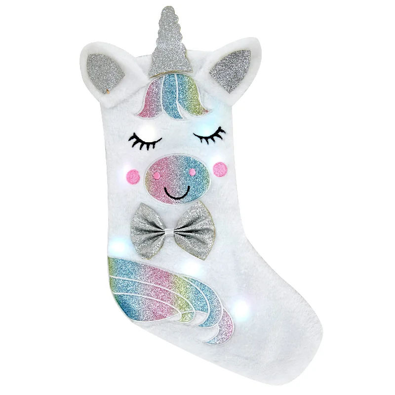 Cozy Christmas Christmas Stocking, Light Up Unicorn- 40x26cm