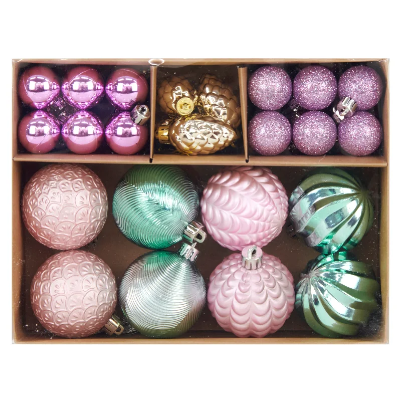 Holiday Treats Christmas Ornate Bauble Set in Craft PVC Box, 6cm- 36pk