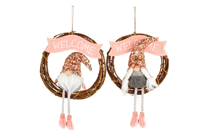 Christmas Midnight Fun Christmas Wreath, Sparkle Gnome 2 Assorted- 47x31x10cm