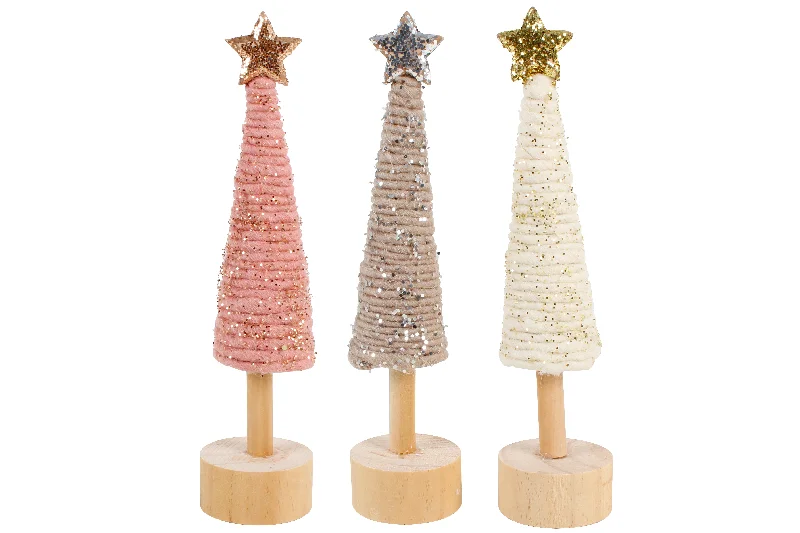 Christmas Baking Christmas Tree Glitter Wool, 3 Assorted Colors- 26cm