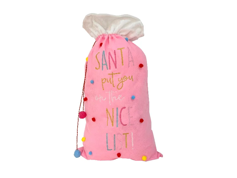 Christmas Enchanting Celebrations Christmas Velvet Santa Sack with Pompom, 100x60cm